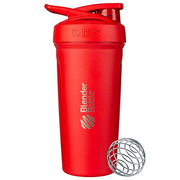 BlenderBottle Strada - Edelstahl Trinkflasche, Thermoflasche mit BlenderBall, Protein Shaker und Fitness Shaker, BPA frei, Doppelwandig, Vakuum isoliert - rot, 375 g