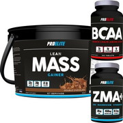 Pro Elite  Lean Muscle Mass Gainer Whey Protein Powder Shake 4Kg + ZMA + BCAA