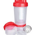 Protein Shaker Cup with Twist N' Lock Storage Containers, 500ml (White)