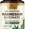 Magnesium Glycinate Supplement, 250 mg, Magnesium Supplement 100% Chelated.