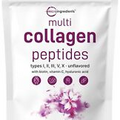 Multi Collagen Peptides Powder, 16 Oz -with Hyaluronic Acid, Biotin & Vitamin C