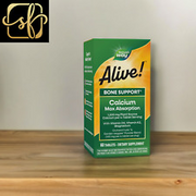 Alive! Calcium Bone Support*, Vitamins D3 & K2 & Magnesium, 60 Tablets