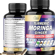 Moringa Leaf 15000Mg Turmeric 4500Mg Ginger 3000Mg Supplement - 2-Month Supply -