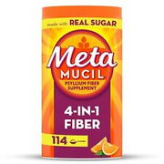 Metamucil Psyllium Husk Fiber Supplement for Digestive Health, Real Sugar, Orang