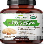 USDA Organic Lion'S Mane 20:1 Extract, 16,000 Mg Strength, 120 Vegan Capsules, 6