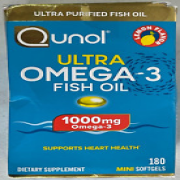Qunol Ultra Omega 3 Fish Oil 180 Mini Softgels 1000mg EPA + DHA Lemon Flavor