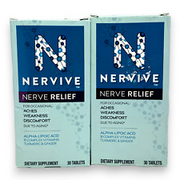 2X Nervive Nerve Relief Dietary Supplement -30 Tablets- New In Box (LOT OF 2)