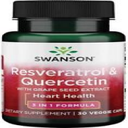Swanson Resveratrol & Quercetin + Grape Seed Extract 90% Polyphenols 30 Capsules