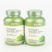 GNC Herbal Plus Ginkgo Biloba 60mg Mental Sharpness 100 Capsules Lot of2 BB1/25+