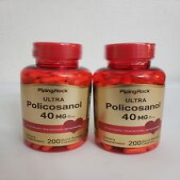 2 Bottles Policosanol Ultra 40 Mg 200 Quick Release Caps Exp 04/2026 Piping Rock