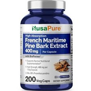 NusaPure French Maritime Pine Bark Extract 400mg per Veggie Caps, 200-Day Sup...