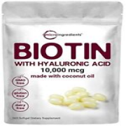 Micro Ingredients Biotin 10,000mcg w/Hyaluronic Acid 25mg | 365 Virgin Coconu...