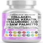 Collagen Pills 1000Mg Biotin 10000Mcg Keratin Saw Palmetto 2500Mg Hyaluronic Aci