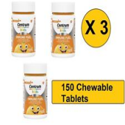 3 X Centrum Kids Immune Fuel 50 Chewable (150) Tablets Vitamins C, D, E Zinc