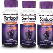 Sambucol Advance Immunity Gummies Black Elderberry 60 ct, 3PK,Total 180 EXP 7/25