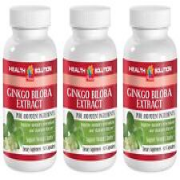 brain memory focus - GINKGO BILOBA 120MG - wellness vitamins capsules - 3 Bott