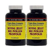YS Organics Triple Bee Complex, Royal Jelly, Bee Pollen, Propolis -90 Caps -2...