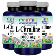 L-Citrulline 1000mg 3X200 caps Free Form Amino Acid by Vitamins Because