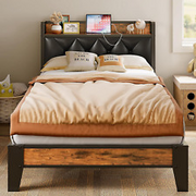 ANCTOR Twin XL Bed Frames, Storage Headboard with Outlets, Easy to Install, Stur