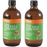 ^ 2 x Melrose Organic Aloe Vera & Paw Paw Juice 500mL