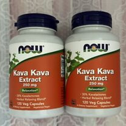 2 NOW Food Supplements Ka va Extract 250mg 120 VegCaps Exp 11/26