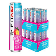 FITAID ENERGY, 200mg Natural Caffeine, Raspberry Hibiscus, 12 Fl Oz (Pack of 24)