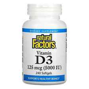 2 X Natural Factors, Vitamin D3, 125 mcg (5,000 IU), 240 Softgels
