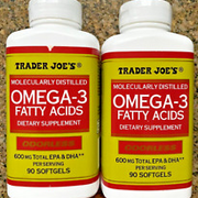 2 x Trader Joe's Omega-3 Fatty Acids Dietary Supplement 90 Soft Gels each