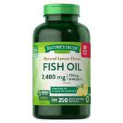 Fish Oil 250 Softgels 2,400 mg Mercury Free Natural Lemon Flavor Omega-3 Non-GMO