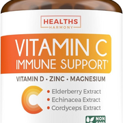 H Harmony Immune Support Supplement (Non-GMO) Elderberry Vitamin C & Zinc 180ct