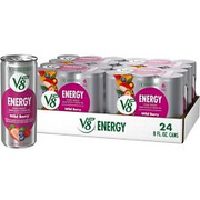 V8 +ENERGY Wild Berry Flavored Energy Drink, 8 fl oz Can, Pack of 24