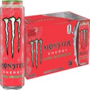 (15 Pack) Monster Ultra Watermelon Energy Sports Drink, Zero Sugar, 16 Fl Oz