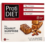 ProtiDiet Peanut Surprise Protein Bar, 15g Protein, Low Calorie, Low Carb, Low Sugar, High Fiber, No Gluten Ingredients, KETO Friendly, Ideal Protein Compatible, 7/ Box