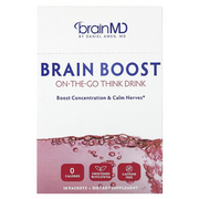 BrainMD, Brain Boost, On-The-Go Think Drink, Caffeine Free, 10 Packets