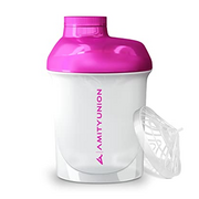 Women's protein shaker 400 ml deluxe, leak-proof, made in Europe, 100% BPA-free, gym fitness cup with strainer and scale for creamy whey shakes, isolates, sports drinks, white pink