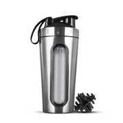 iFutniew Shaker Bottles for Protein Mixes Stainless Steel Protein Shaker Not Stays Cold/Hot, Visible Window Metal Shaker Cups-A Easy Install Easy to Use