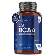 BCAA Tablet 2000mg Per Serving - 180 Protein Tablets (3 Months Supply) - 2:1:1 Branched Chain Amino Acids Tablets with Vitamin B12 & B6 - BCAA Powder Alternative - Pre Workout Supplement for Energy
