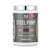 SteelFit Steel Pump — Advanced Pre Workout Powder — Nitric Oxide Supplement — 30 Servings — for Muscle Building & Recovery — Made with Peak ATP, Ashwagandha, & Electrolytes (Black Cherry Slushie)