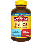 Nature Made Burpless Omega 3 Fish Oil Softgels - 1000mg for Heart Health, 150 Softgels, 75 Day Supply