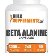 BulkSupplements.com Beta Alanine Capsules - Beta Alanine Supplement, Beta Alanine Pills, Beta Alanine 3000mg - Gluten Free, 4 Capsules per Serving, 60-Day Supply, 240 Capsules