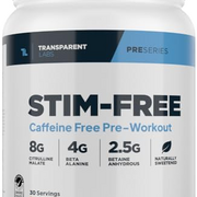 Transparent Labs Stim-Free Pre-Workout - Caffeine & Stim Free Pre Workout Powder for Men and Women with Beta Alanine Powder, Citrulline Malate, & elevATP - 30 Servings, Peach Mango