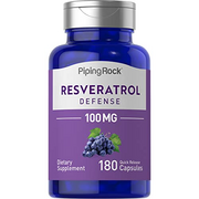 Piping Rock Resveratrol Supplement 100 mg | 180 Capsules | Defense | Grape Seed Extract | Non-GMO, Gluten Free