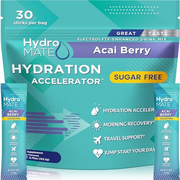 HydroMATE Electrolytes Powder No Sugar Acai Berry Sugar Free Hydration Packets Keto Party Favors Sticks with Vitamin C 30 Count