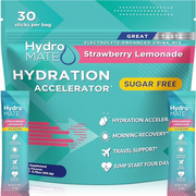 HydroMATE Electrolytes Powder No Sugar Strawberry Lemonade Sugar Free Hydration Packets Keto Party Favors Sticks with Vitamin C 30 Count