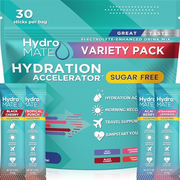 HydroMATE Electrolytes Powder No Sugar Keto Party Favors Sugar Free Hydration Packets Sticks with Vitamin C Variety Pack 30 Count