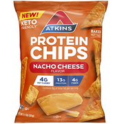Atkins Nacho Cheese Protein Chips, 4g Net Carbs, 13g Protein, Gluten Free, Low Glycemic, Keto Friendly, 12 Count