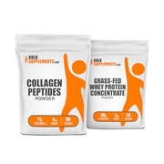 BulkSupplements Collagen Peptides 1kg + Grass Fed Whey Protein Concentrate 1kg Bundle
