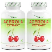 2x Acerola Extrakt á 750 mg natürliches Vitamin C 25% - 480 Kapseln - Vegan