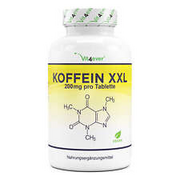 Koffein - 500 Tabletten - 200mg Caffeine Anhydrous -  Vegan & Laborgeprüft