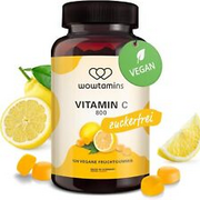 Wowtamins Vitamin C 800 mg zuckerfrei (120 Stück) - Leckere vegane Vitamin
